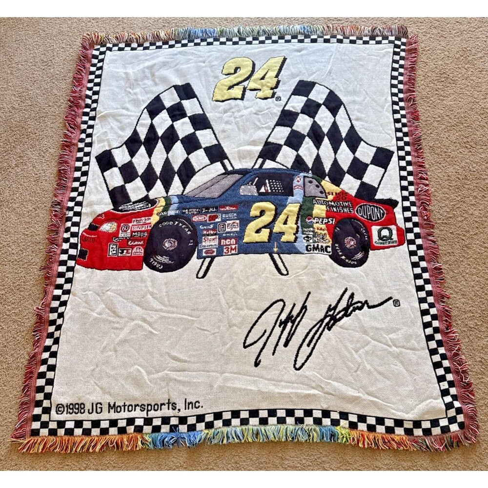 Vintage Jeff Gordon 24 NASCAR Tapestry Throw Blanket 1998 JG Motorsports 56"X46"